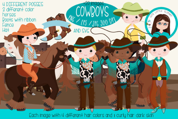 Cowboys Boys Characters Clipart Set Review