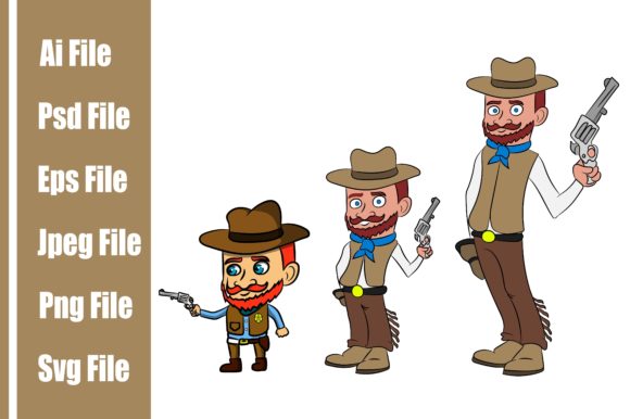 Review: Cowboy Men Tall to Small Holding Gun Car