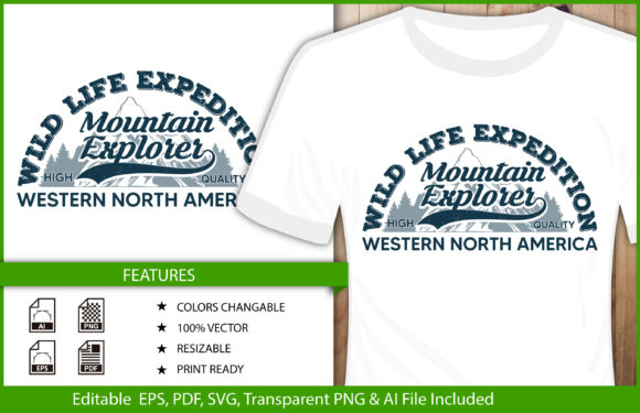 T-shirt Design Mountain Explorer Wild